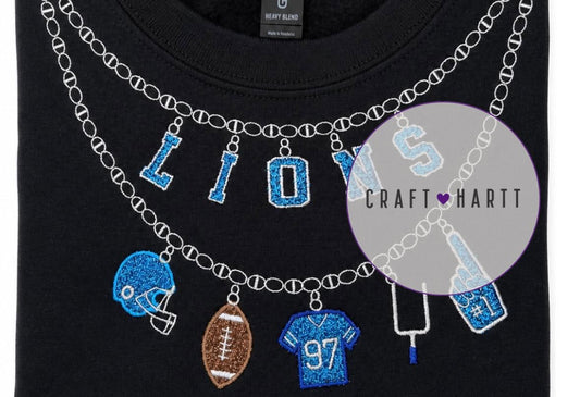 Custom Team Football Charm Necklace Sweatshirt