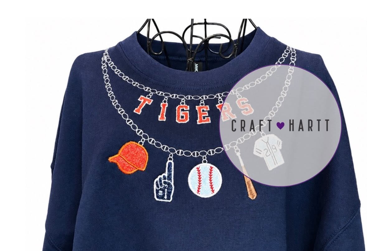 Custom Team Baseball Charm Necklace Sweatshirt