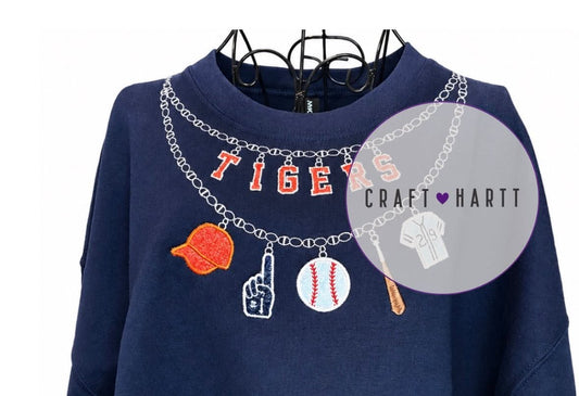 Custom Team Baseball Charm Necklace Sweatshirt