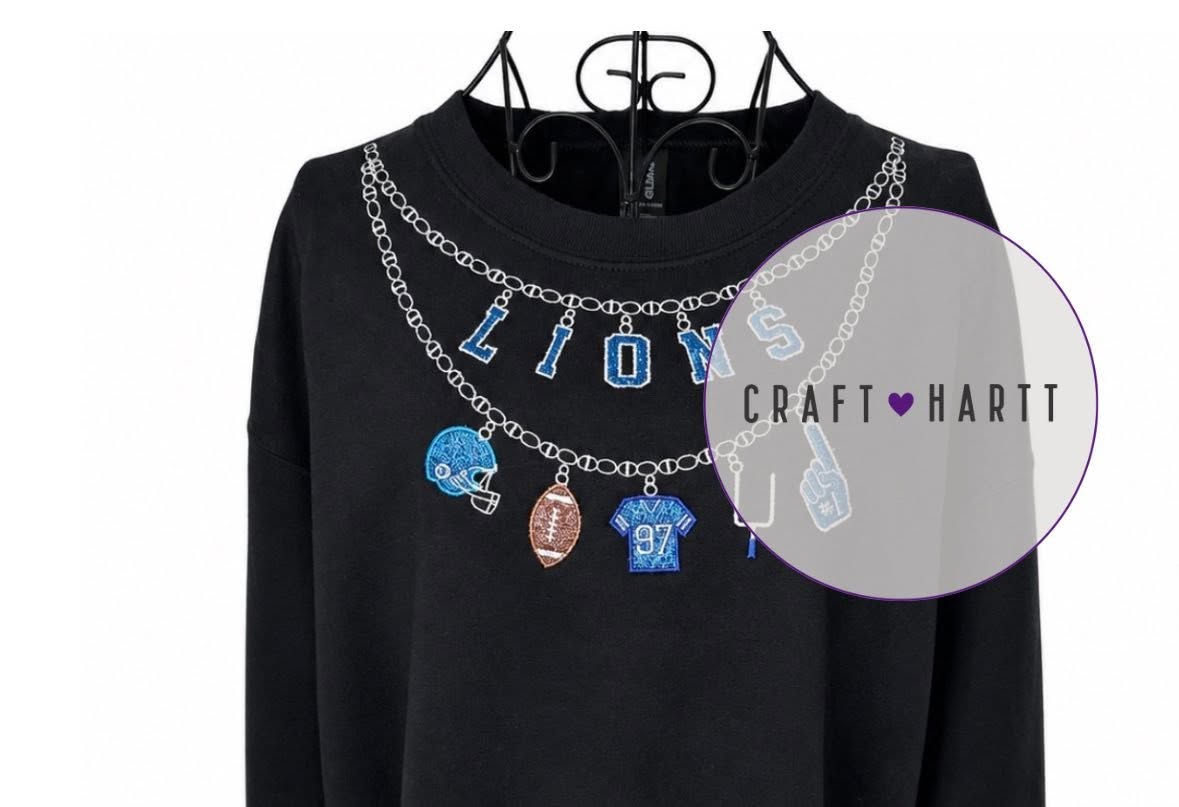 Custom Team Football Charm Necklace Sweatshirt