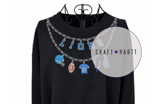 Custom Team Football Charm Necklace Sweatshirt