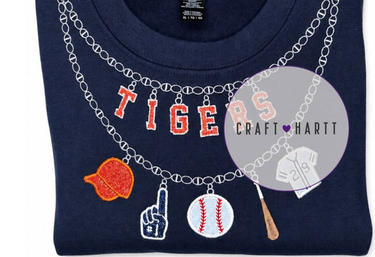 Custom Team Baseball Charm Necklace Sweatshirt