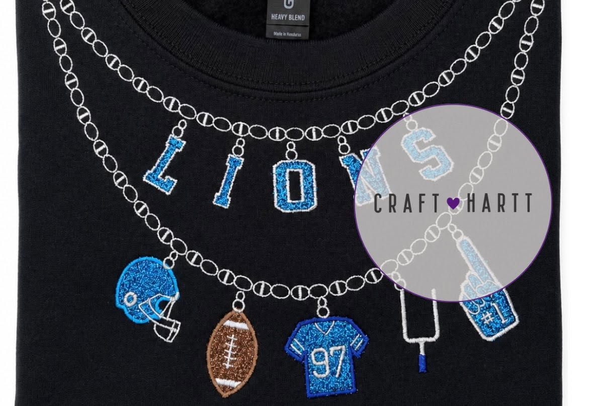 Custom Team Football Charm Necklace Sweatshirt