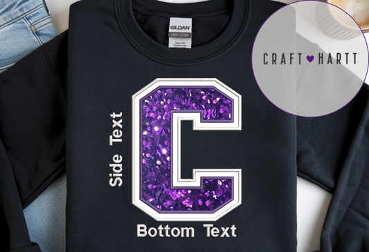 Custom Varsity Letter Sequin Sweatshirt
